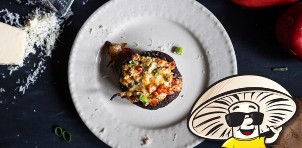 FunGuy's Cheesy Chicken and Sweet Pepper Stuffed Portobello Mushrooms