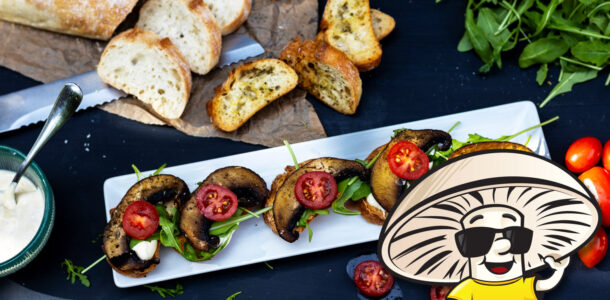 FunGuy’s Herb Portobello Mushroom and Tomato Toasts